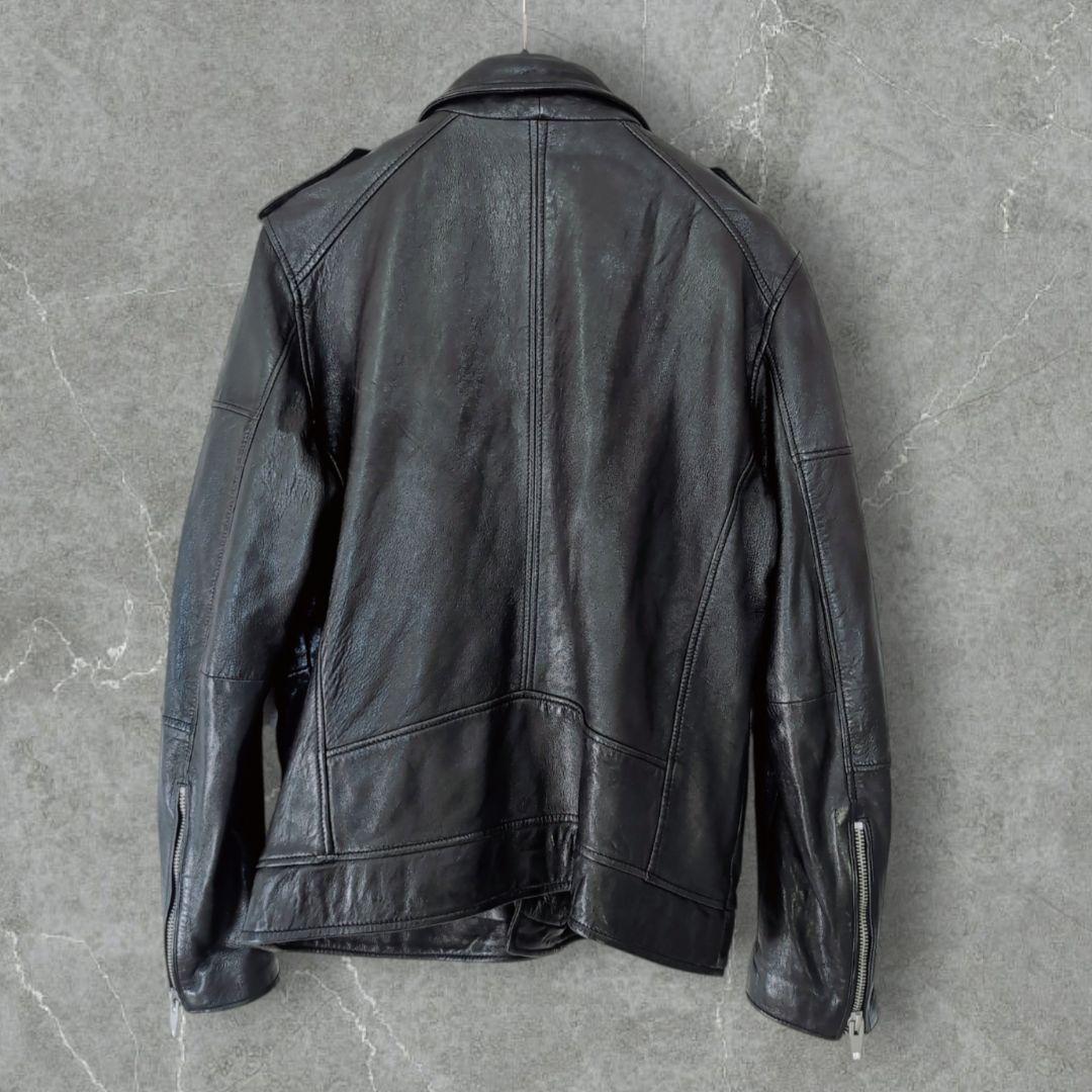 【美品】ZARA　ザラ　ダブルライダース　本革　特大　XL　黒　シープレザー