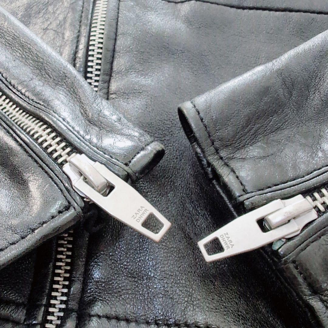 【美品】ZARA　ザラ　ダブルライダース　本革　特大　XL　黒　シープレザー