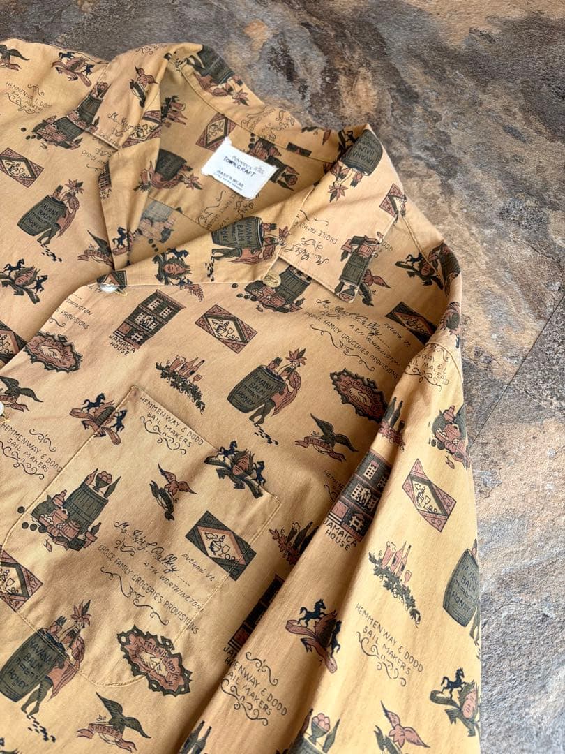 60s TOWNCRAFT タウンクラフト 船タグ オープンカラーシャツ L