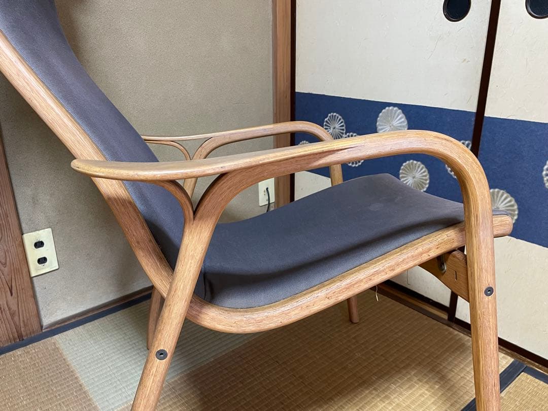 昭和レトロ　リクライニングチェア　1人掛け椅子　布張り