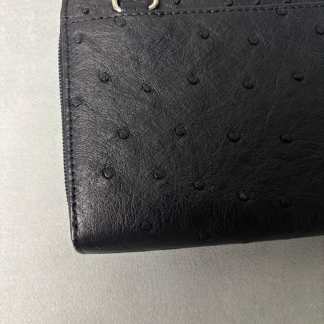 未使用品✨松屋 nordfiume オーストリッチ ショルダーウォレット 本革