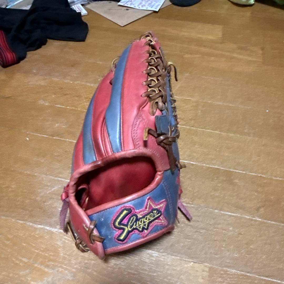 久保田スラッガー 外野用軟式グローブ 赤/青