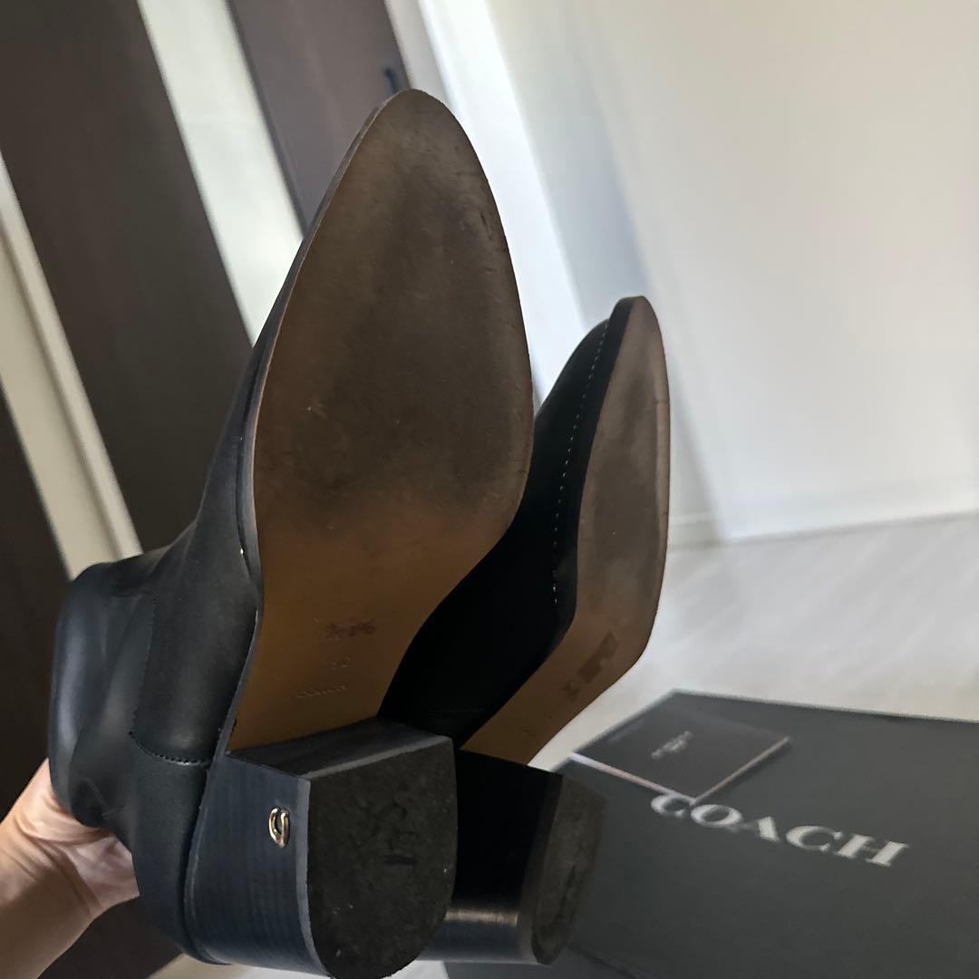 COACH ブラックレザー アンクルブーツ