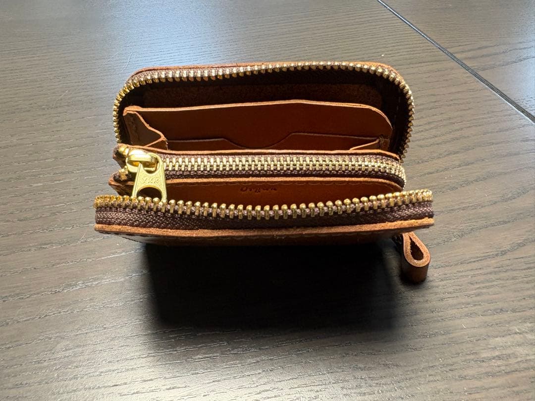 レザー ジッパー式 ケース ブラウン