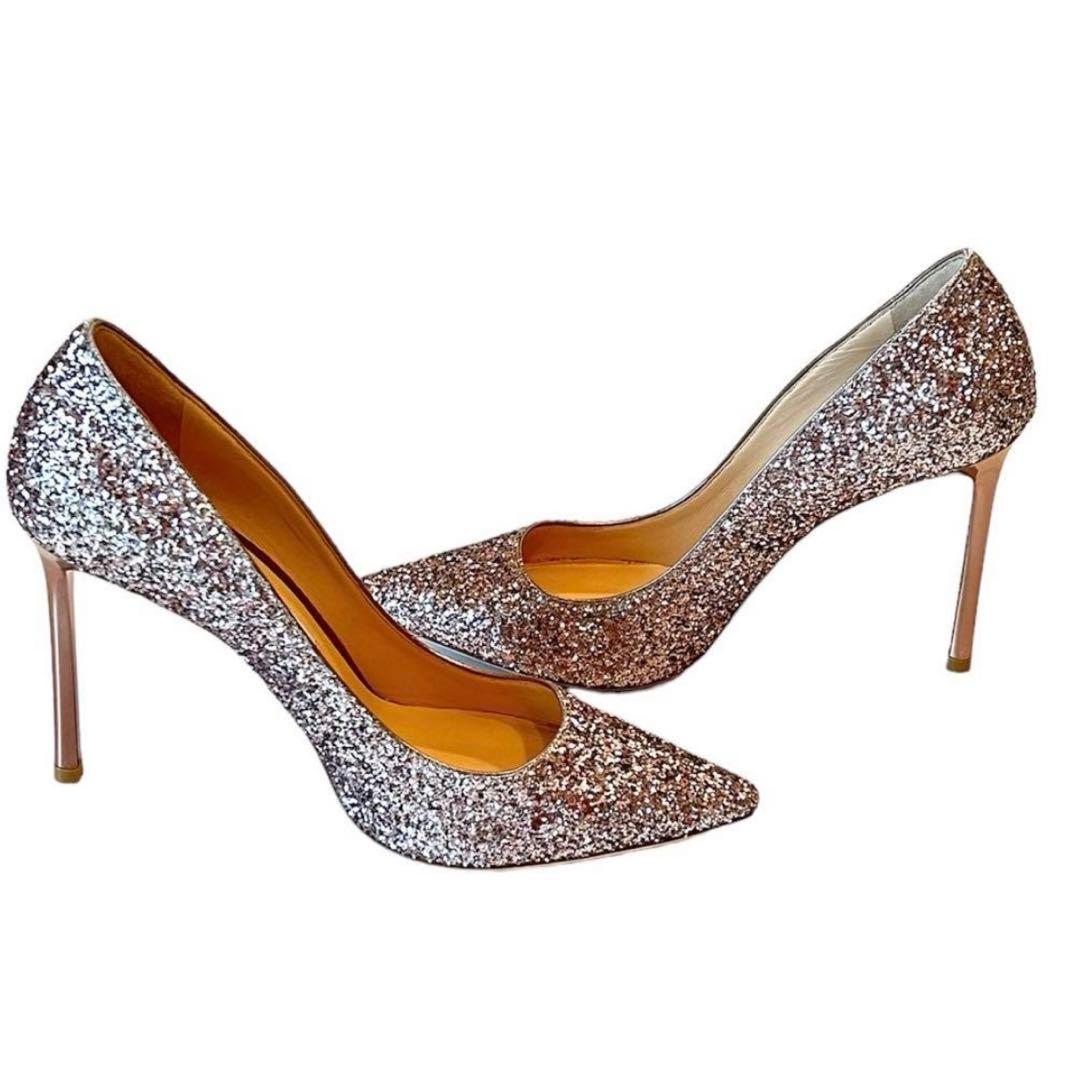 JIMMY CHOO ジミーチュウ ROMY グリッターパンプス ピンク 38