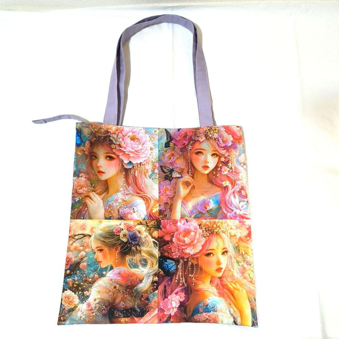 La luna様】ハンドメイドオーダー★女の子★大容量フラットトートバッグ　3点