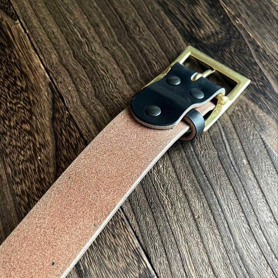 アウトレット品スタッズギャリソンベルト　サドルレザー真鍮4cmHTC CALEE