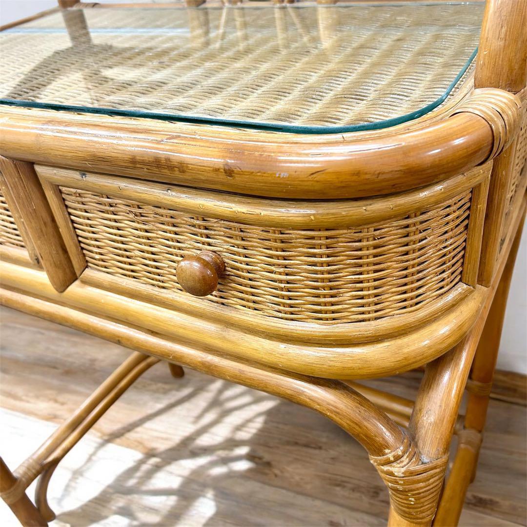 【かげぼこ】レトロ　ヴィンテージ　ラタンの化粧台　ドレッサー