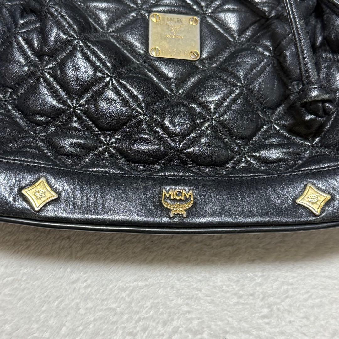 MCM ブラック キルティング バケットバッグ クロスバッグ