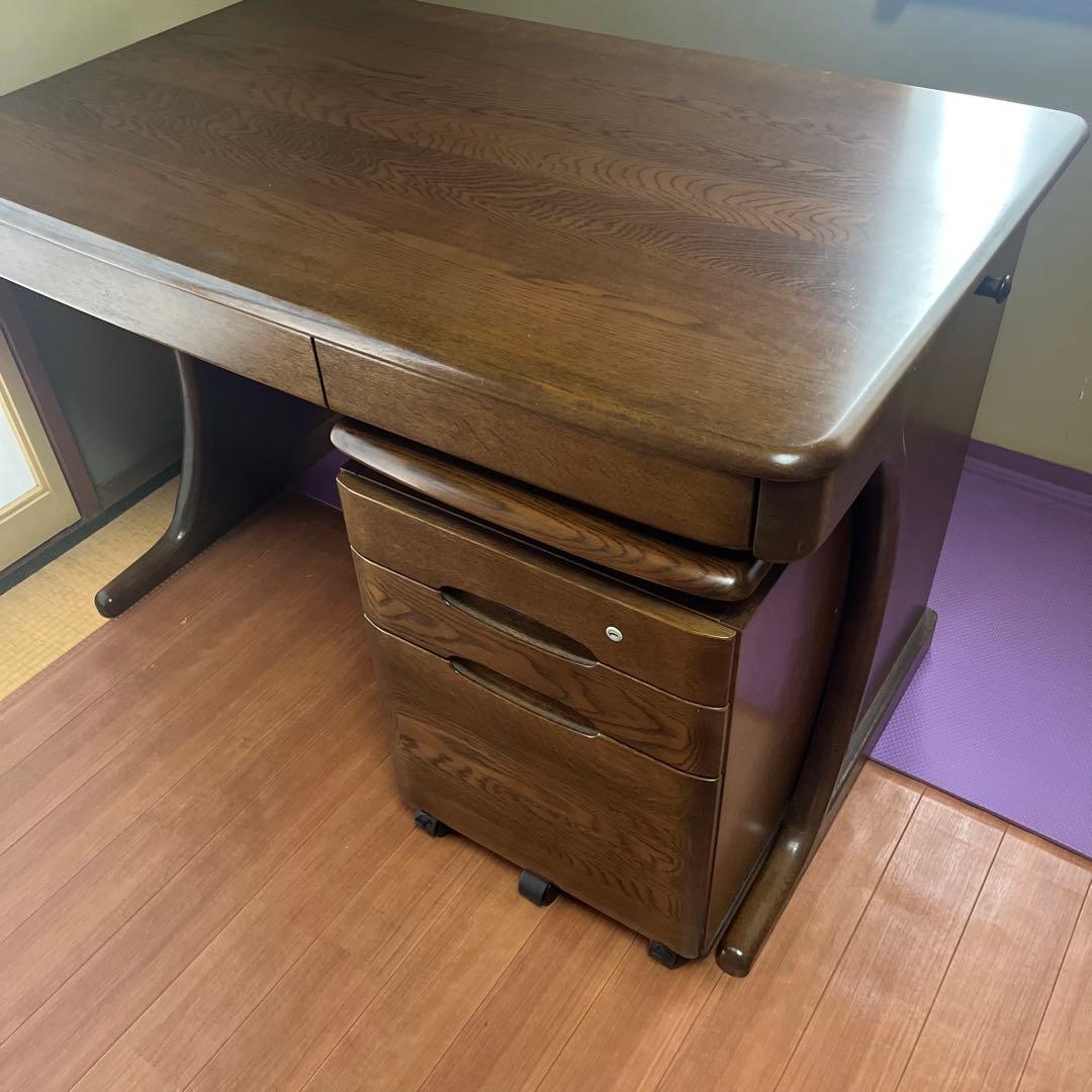 【２/２】カリモク学習机＋サイドワゴン（高さ奥行可変式）２点セット