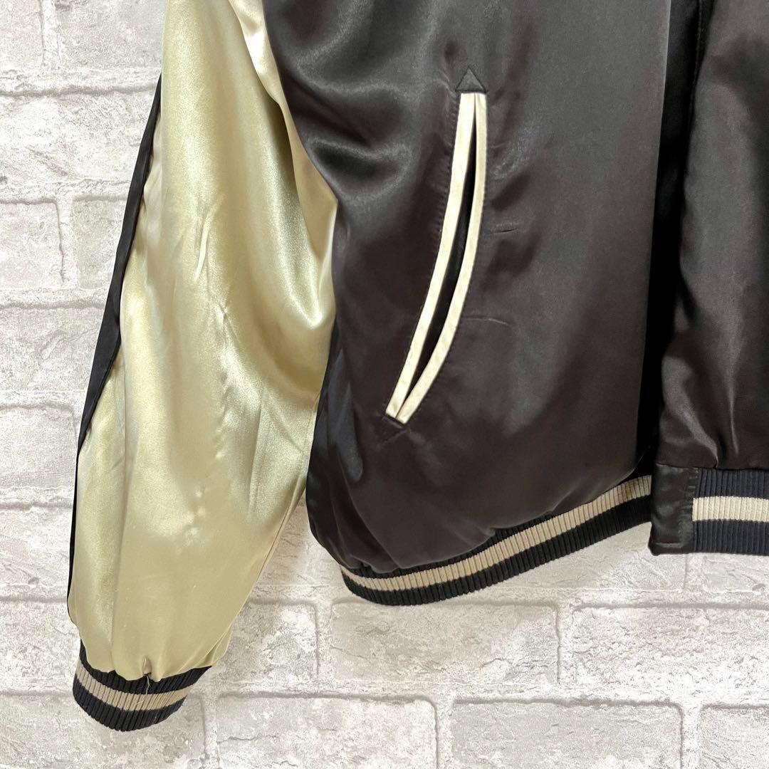 花旅楽団【大きいサイズ】 風神 雷神 鯉 刺繍 リバーシブル スカジャン XXL