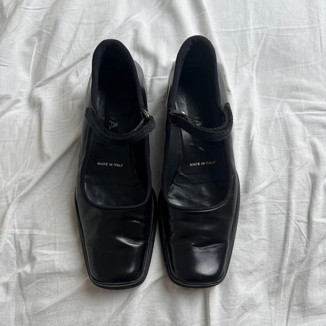 靴 PRADA Mary Jane Square Toe Shoes Black