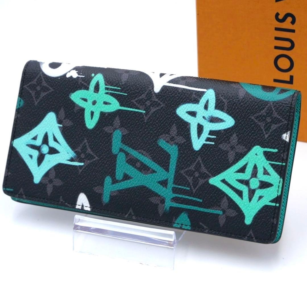 ルイヴィトン ブラザ グラフィティ ヴェール エクリプス 長財布 グリーン 黒