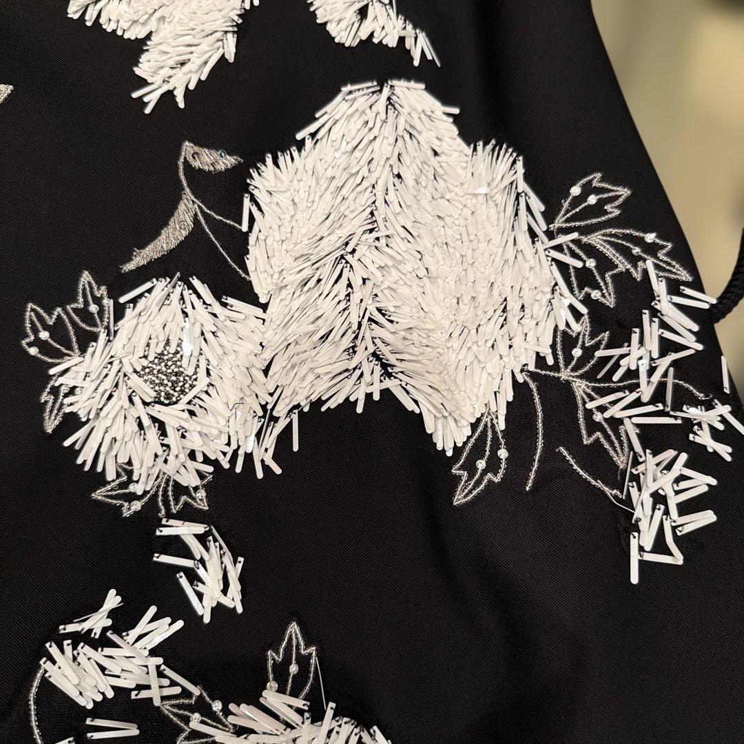 LANVINランバン フラワー刺繍 ビーズ ひざ丈ワンピース 個性的