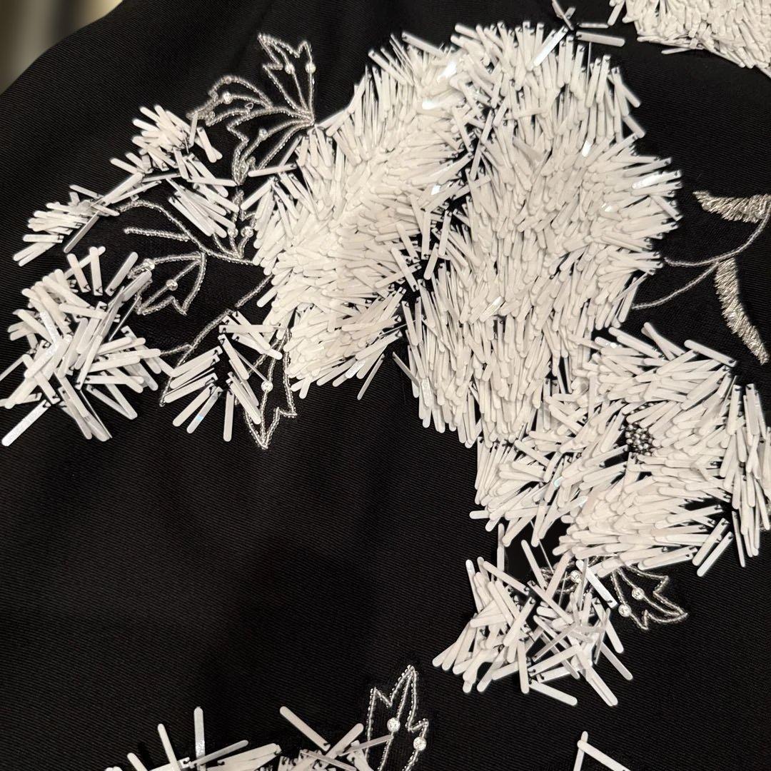 LANVINランバン フラワー刺繍 ビーズ ひざ丈ワンピース 個性的