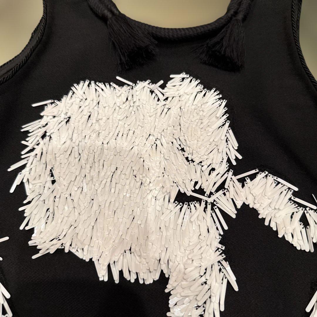 LANVINランバン フラワー刺繍 ビーズ ひざ丈ワンピース 個性的