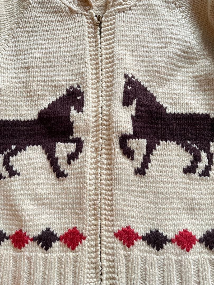 カウチン　古着　馬柄