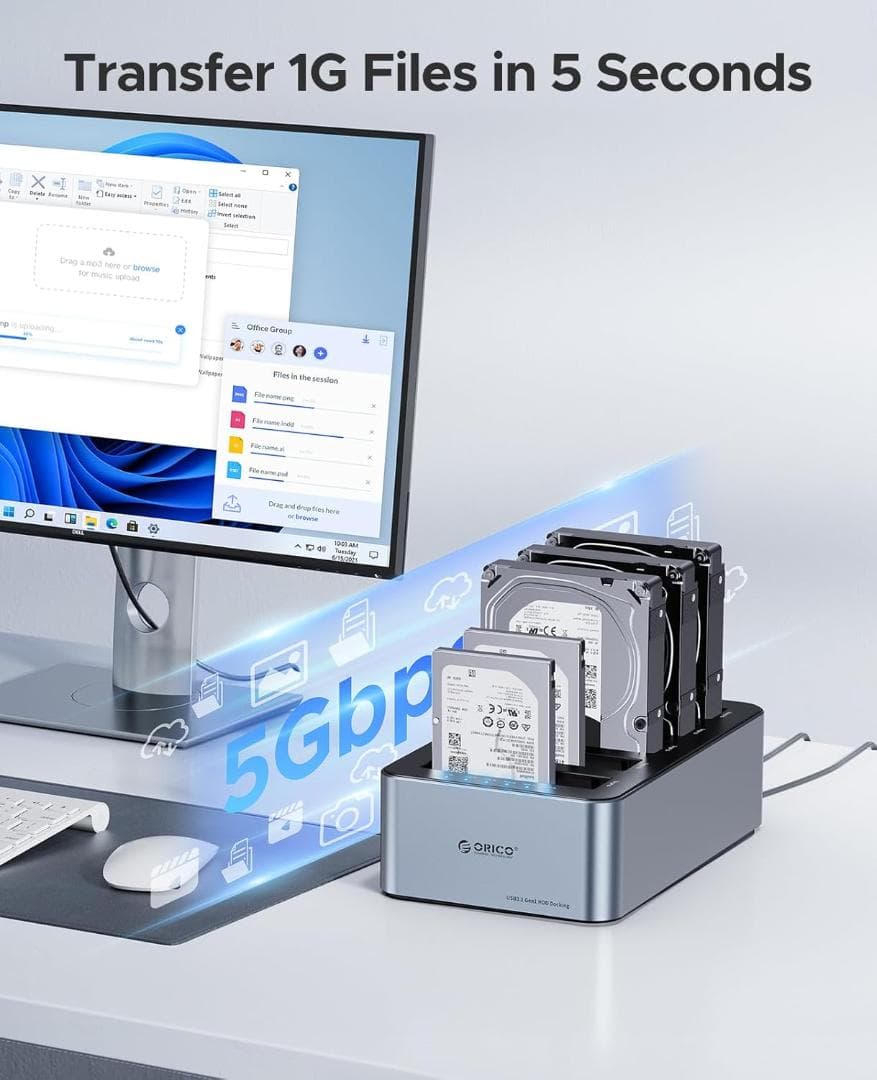 ORICO 5ベイ HDDスタンド オフラインクローン対応 100TB対応