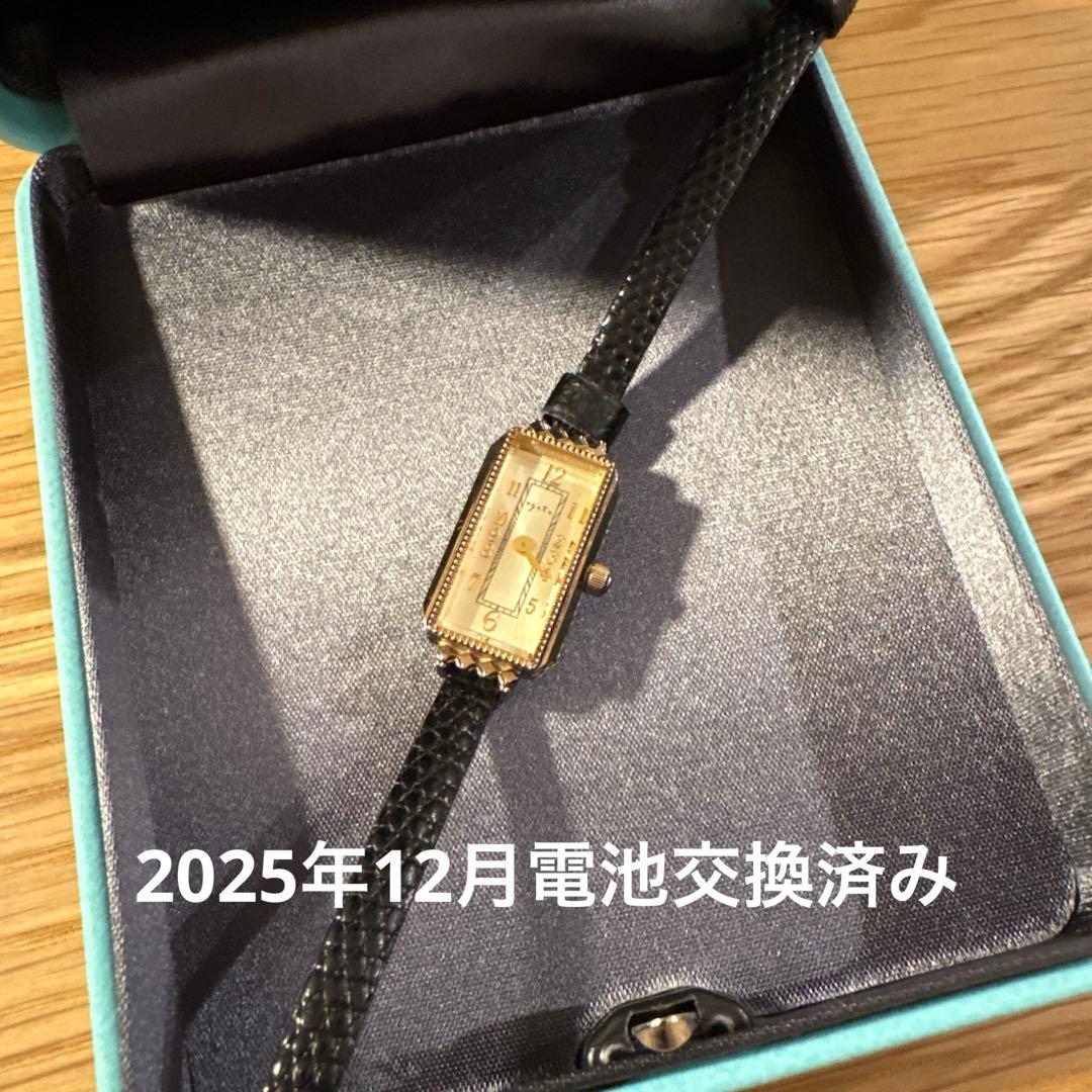 agete アガット スクエアフェイス革ベルトウォッチ 時計