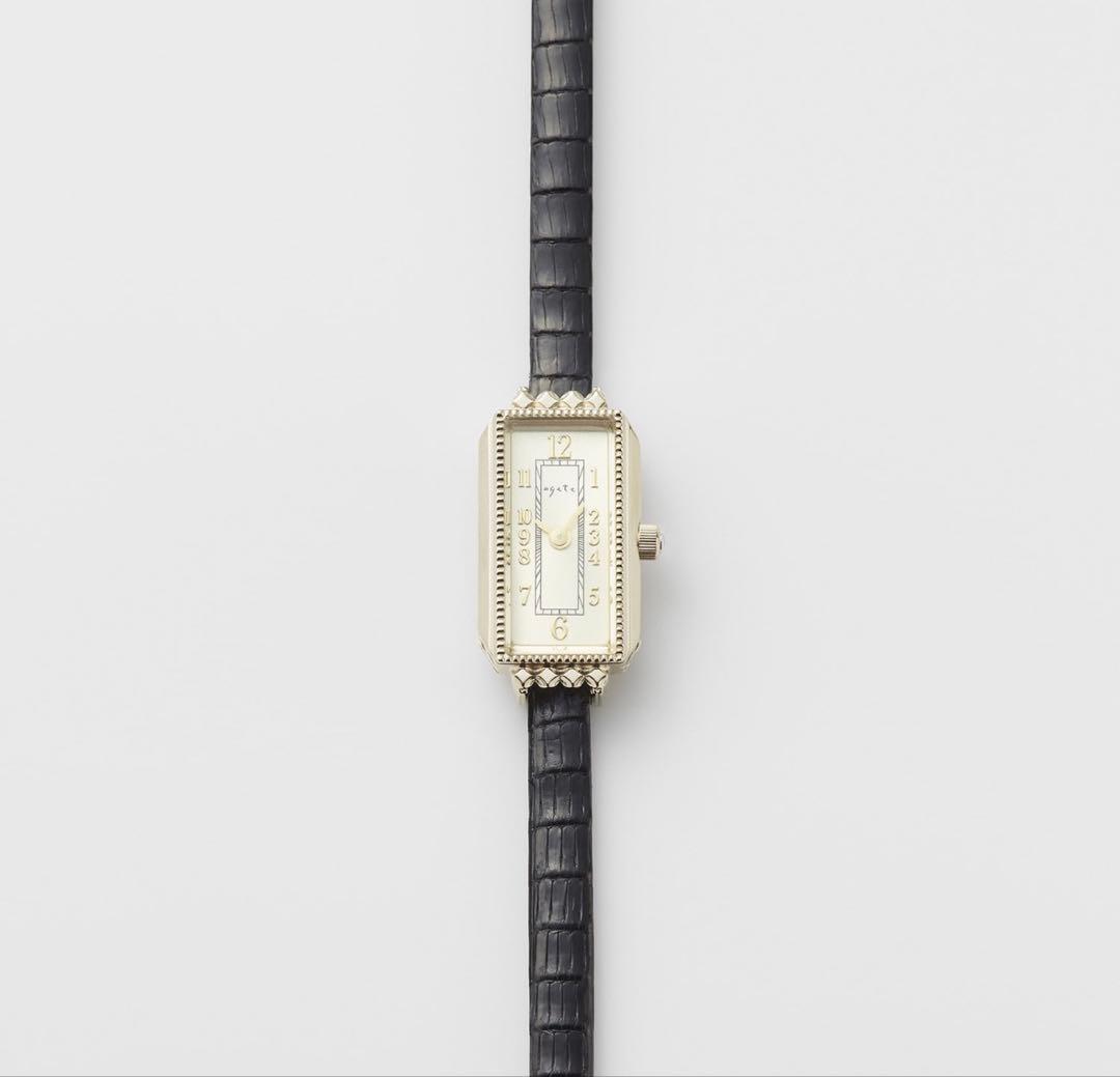 agete アガット スクエアフェイス革ベルトウォッチ 時計