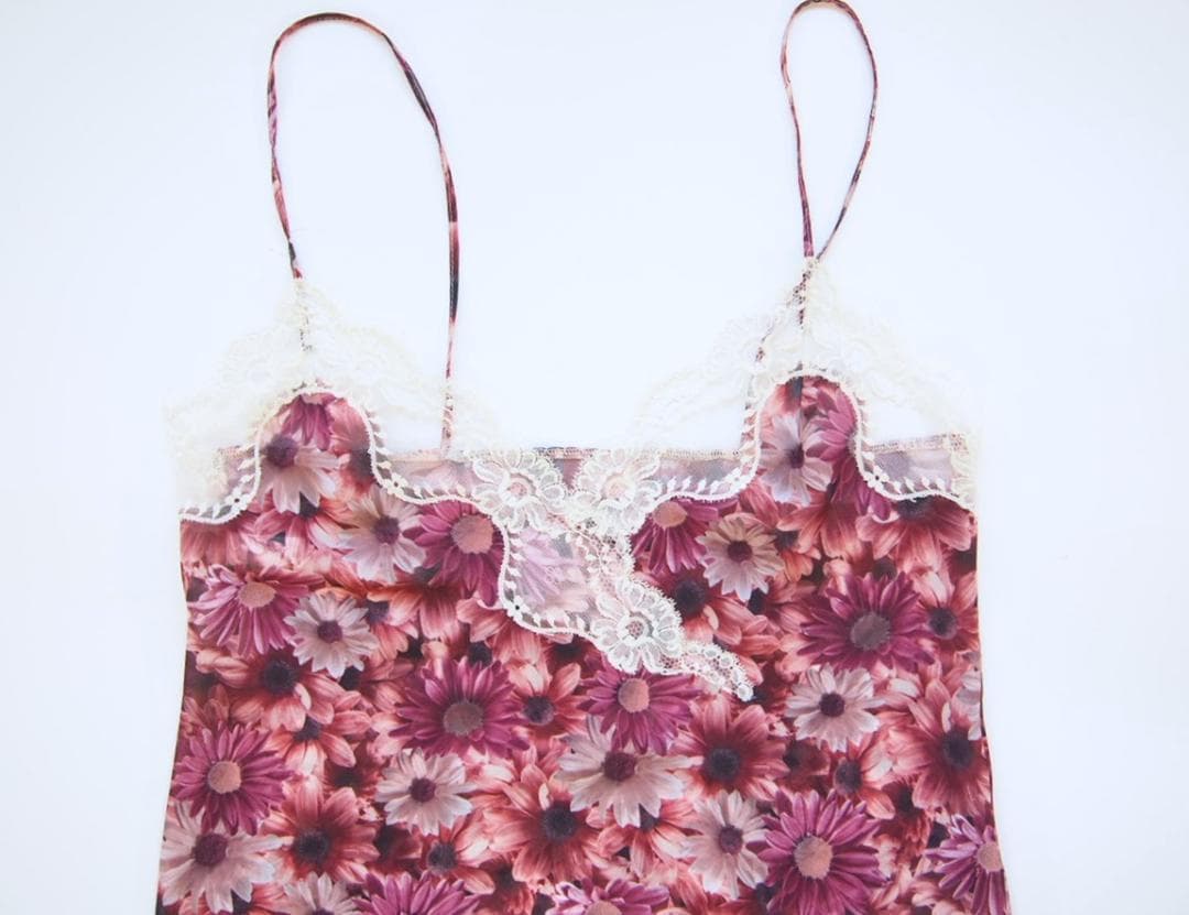 定価6万★フランス製Sybaris★デイジーシバリススリップヴィンテージ写真転写