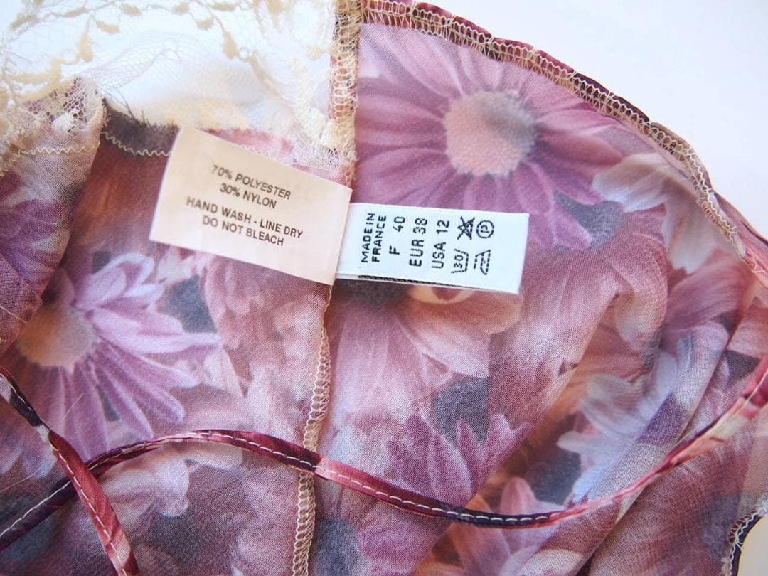 定価6万★フランス製Sybaris★デイジーシバリススリップヴィンテージ写真転写