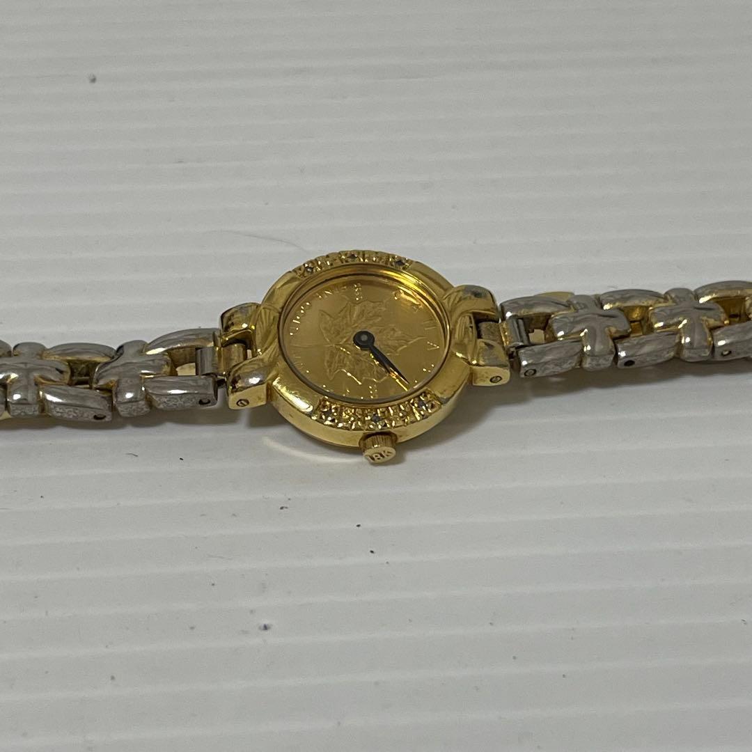 カナダのメイプルリーフ金貨 K18ゴールドのレディースウォッチ 腕時計