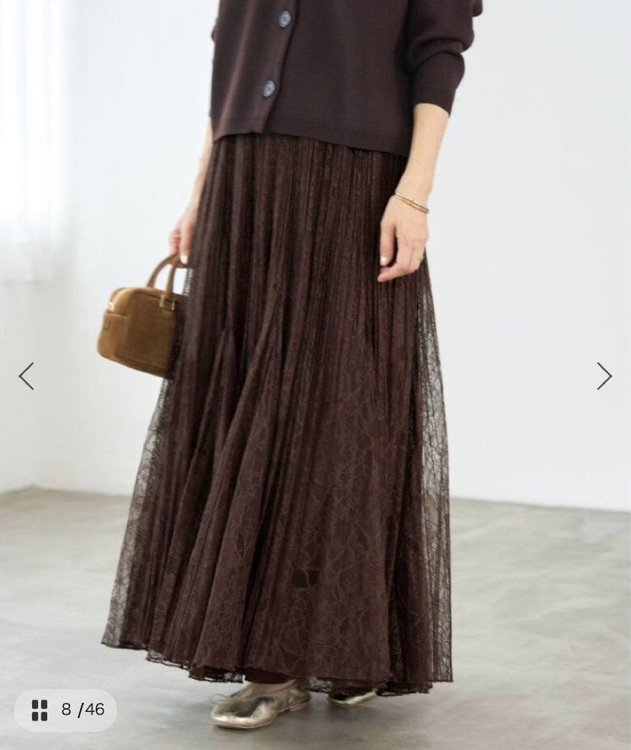 今期IENA★レースプリーツスカート