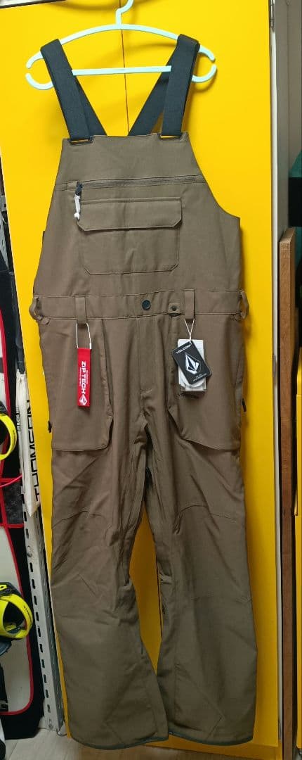 スノーボード　ボルコム　ビブパンツ　ダークブラウン　Lサイズ　新品