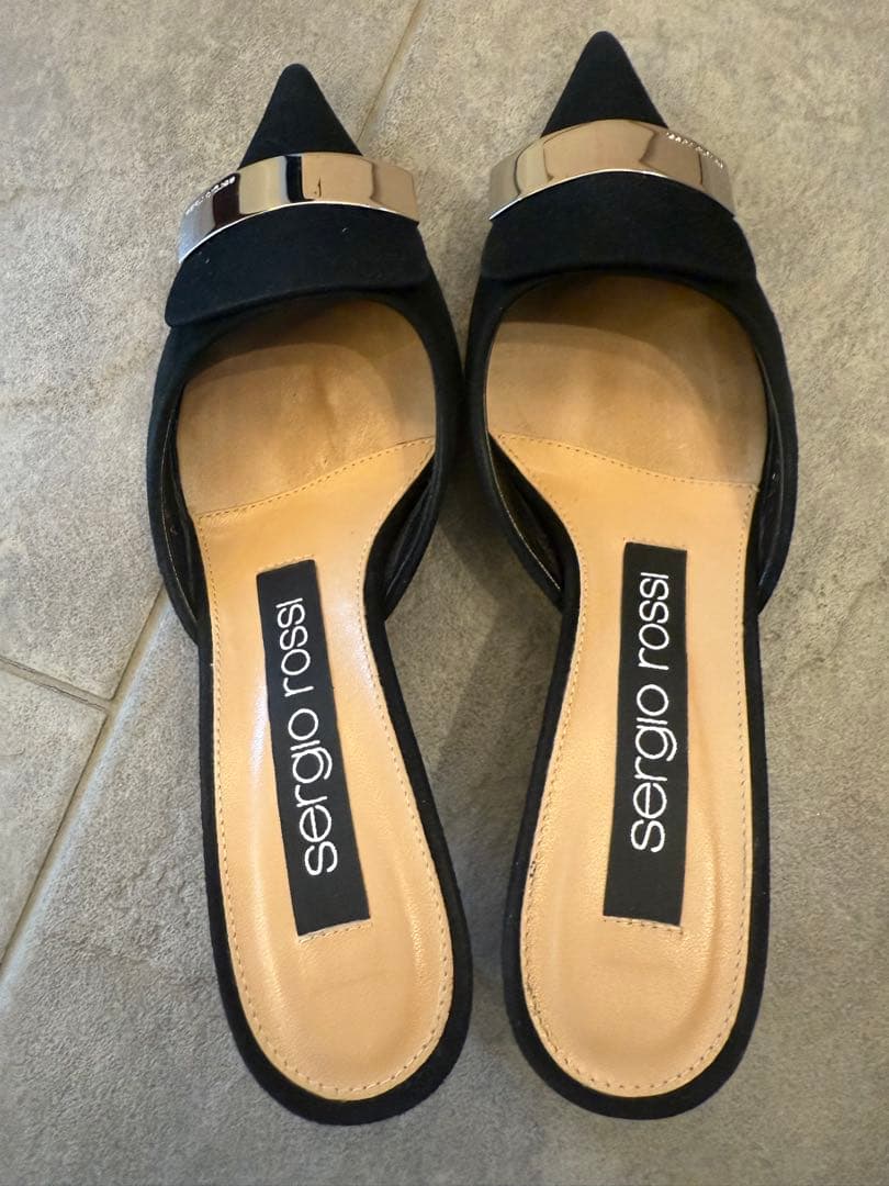 美品✨ セルジオロッシ SR1 スエード ミュール 35 1/2 ブラック