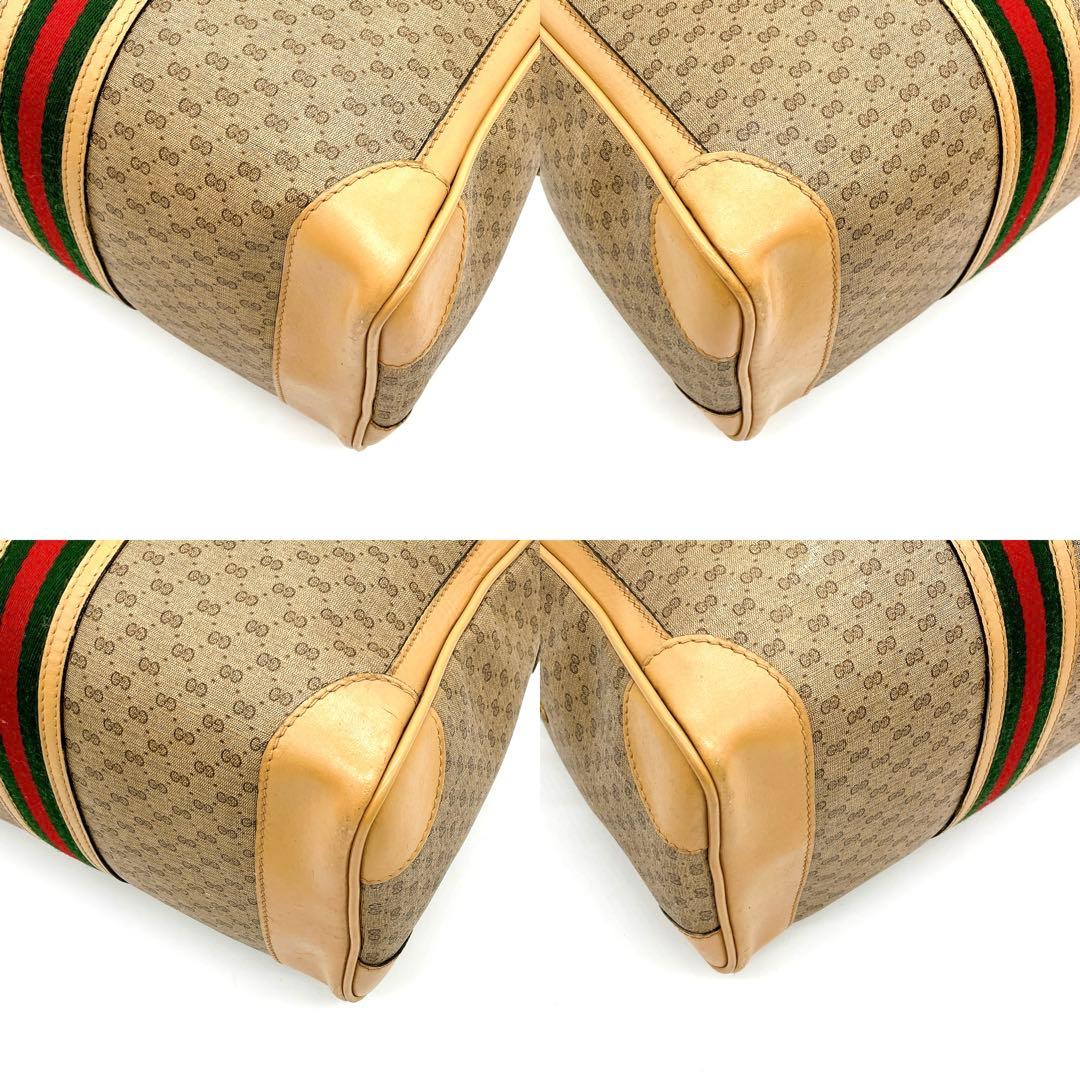 【GUCCI】ボストンバッグ　マイクロGG シェリーライン　ベージュ系