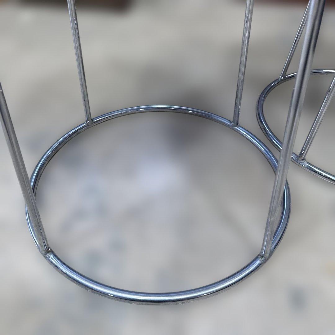 ライトブルー 円形スツール メタルフレーム　コクヨ会議イス2個セット　丸椅子