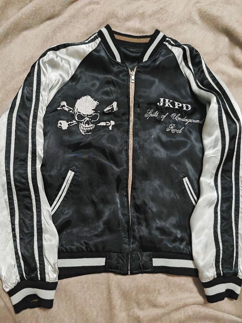 JKPD 美品 日本 限定２面用 スカジャン スカル 100%silk