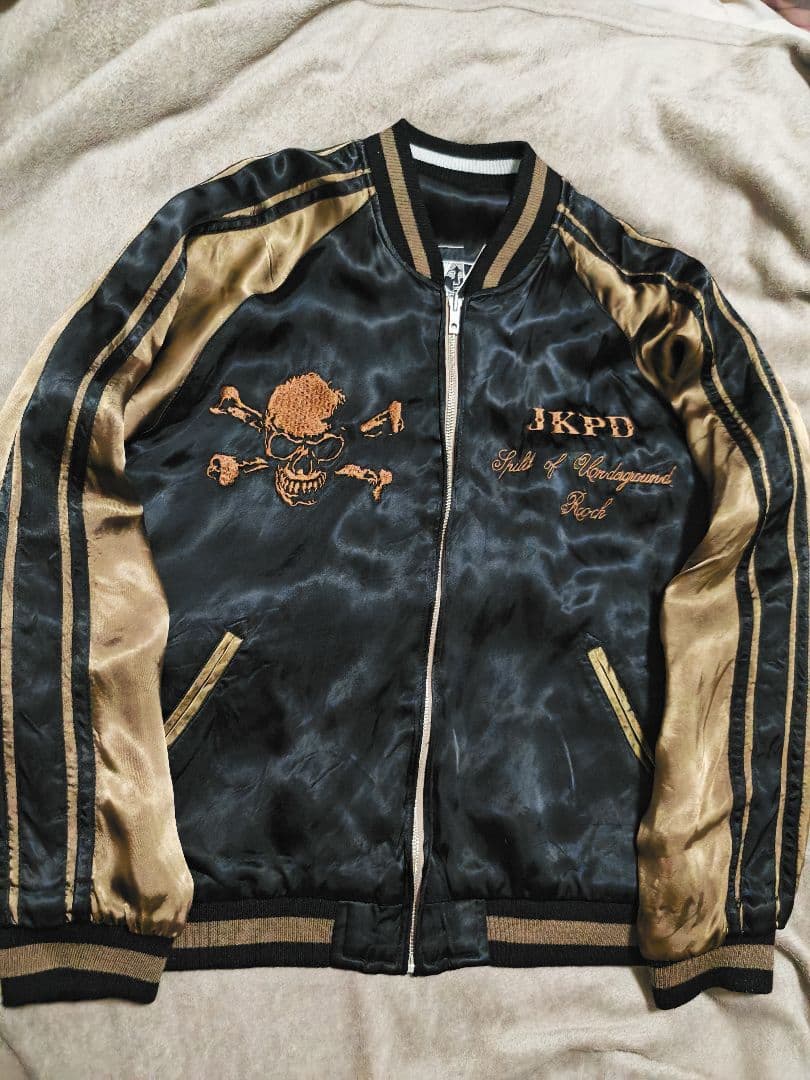JKPD 美品 日本 限定２面用 スカジャン スカル 100%silk