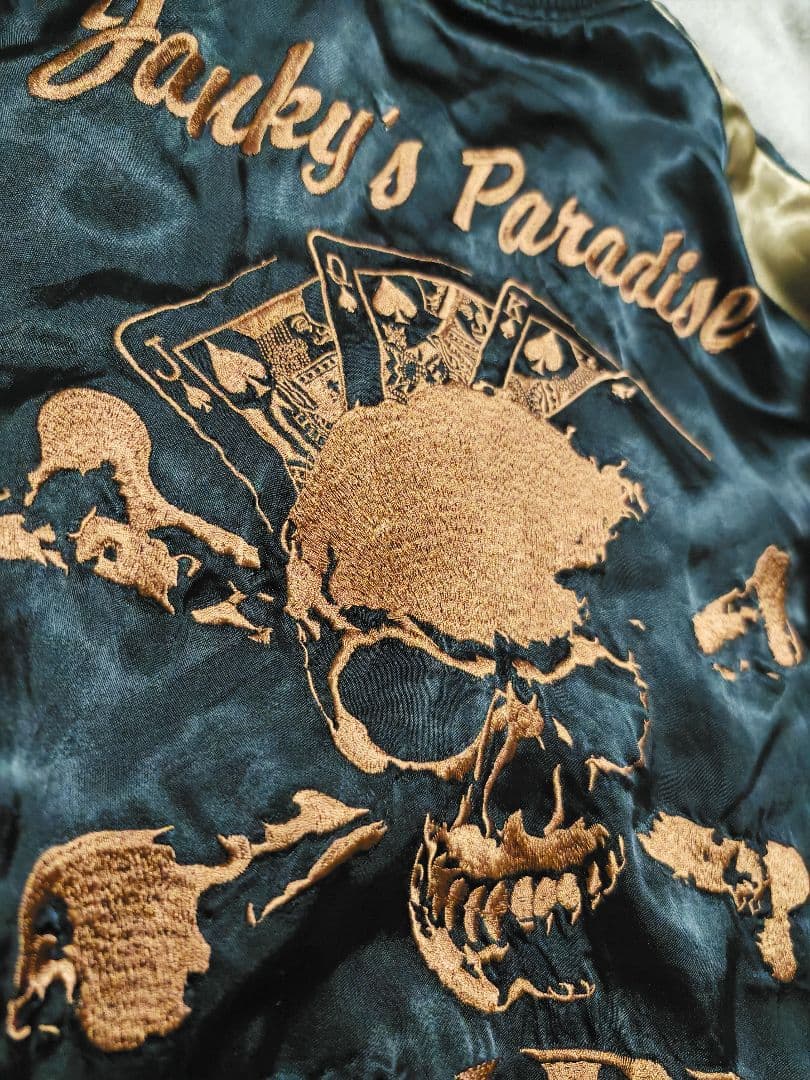 JKPD 美品 日本 限定２面用 スカジャン スカル 100%silk