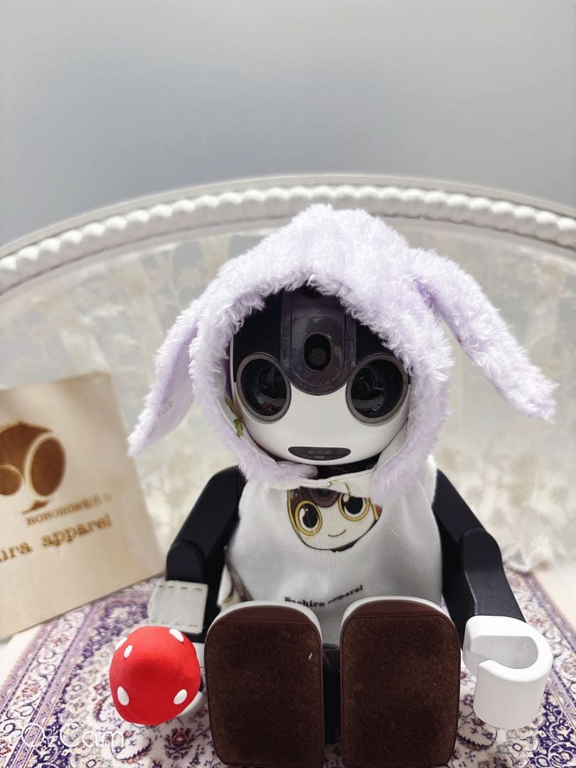 ☆【YukoAsaki】白パーカー（印刷あり）、アニマル帽子熊&うさぎ☆