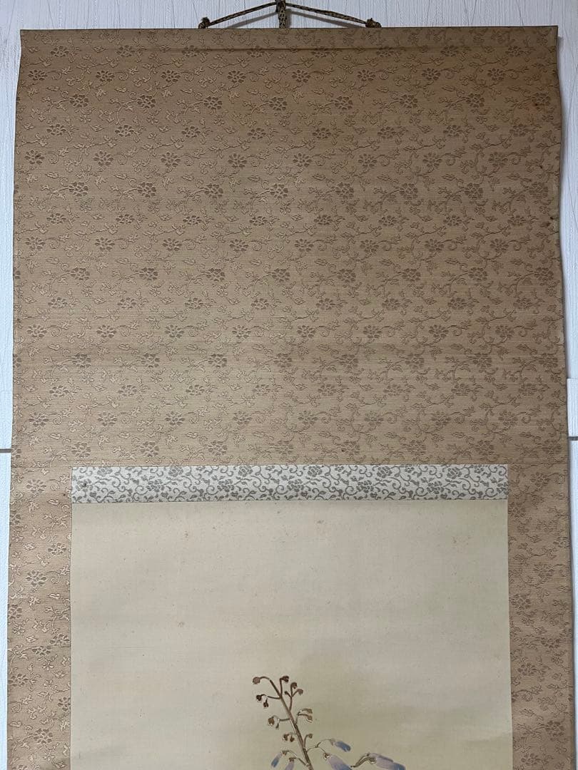 掛け軸　日本画 ［桐の花］絹本　木箱　送料込み！