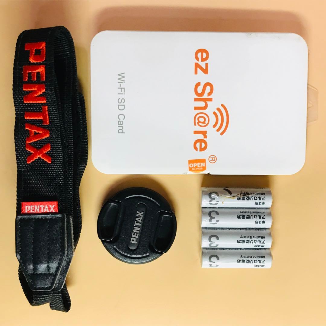ペンタックス K-x 赤色⭐️Wi-Fi SD アダプター+単3電池4本付属