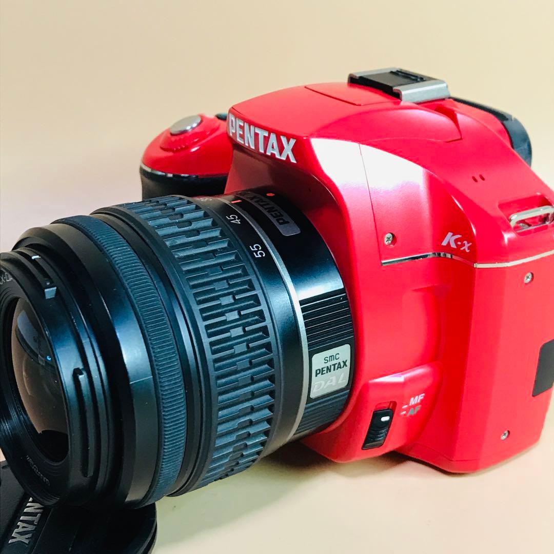 ペンタックス K-x 赤色⭐️Wi-Fi SD アダプター+単3電池4本付属