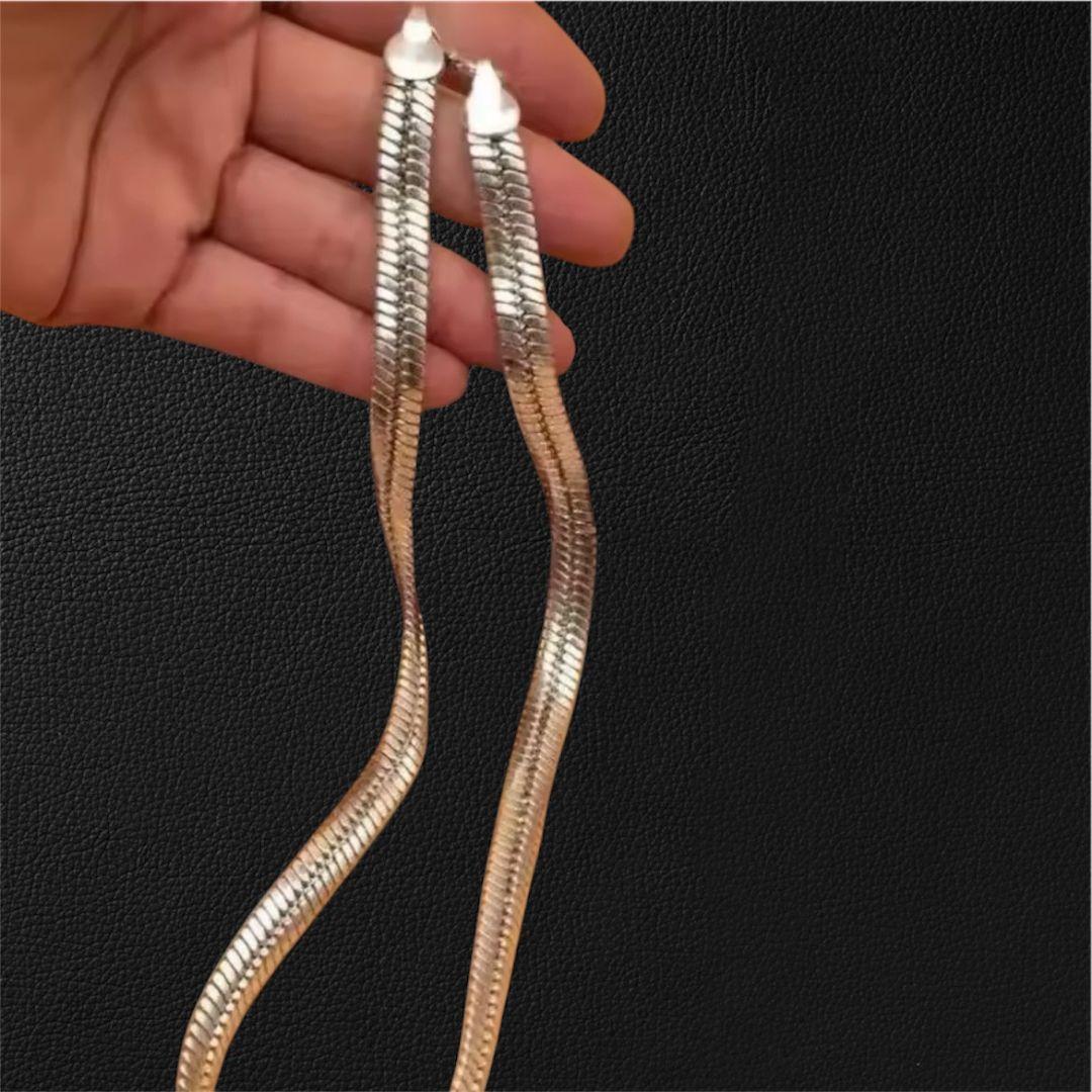 シルバー925刻印 ヴィンテージ　スネーク　チェーンネックレス　重厚感