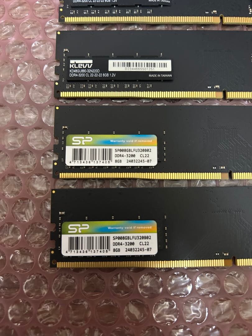 DDR4-3200 32GB(8GBx4) SP / KLEVV混在セット