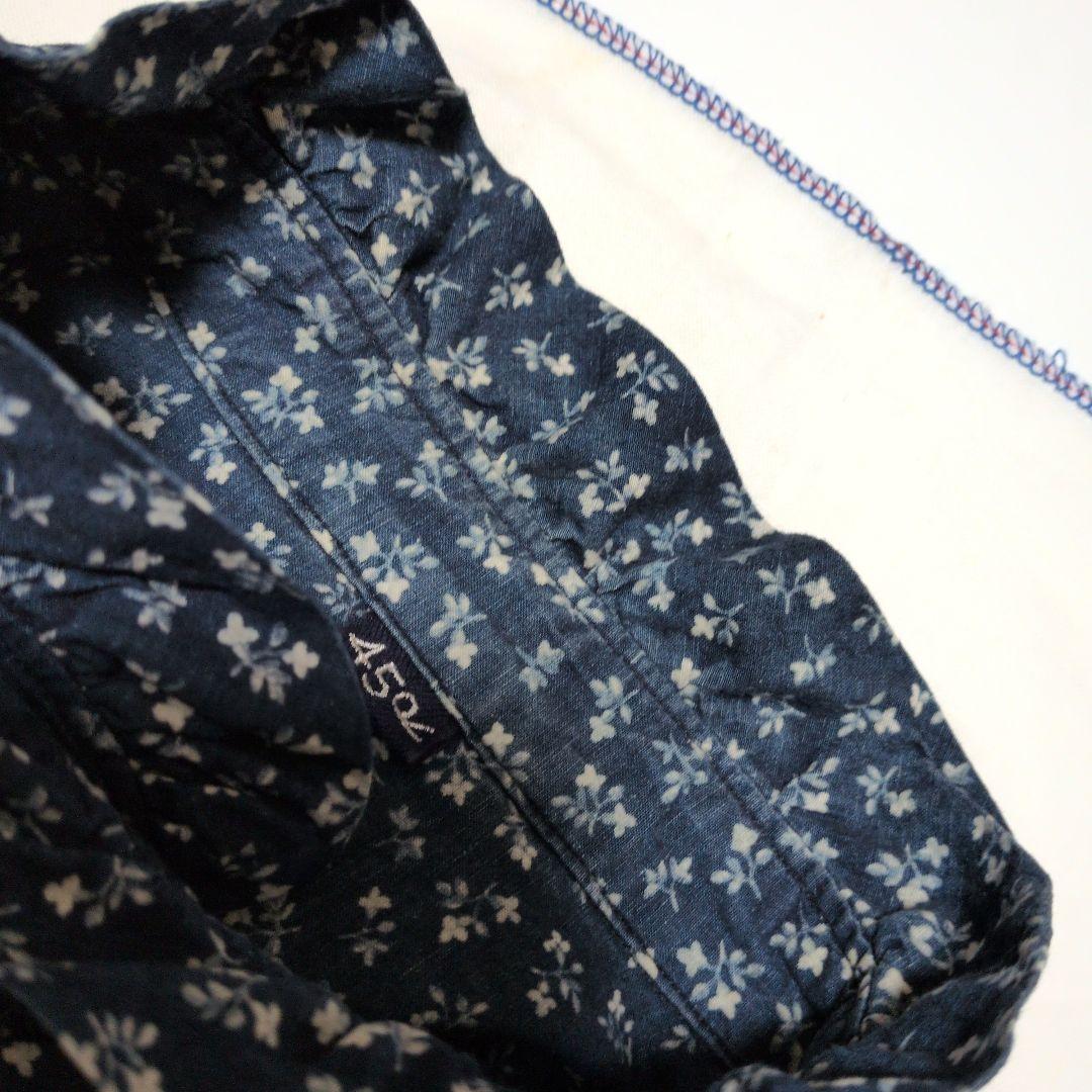 45R45rpm 雲間草プリントのフリルブラウス（インディゴ)