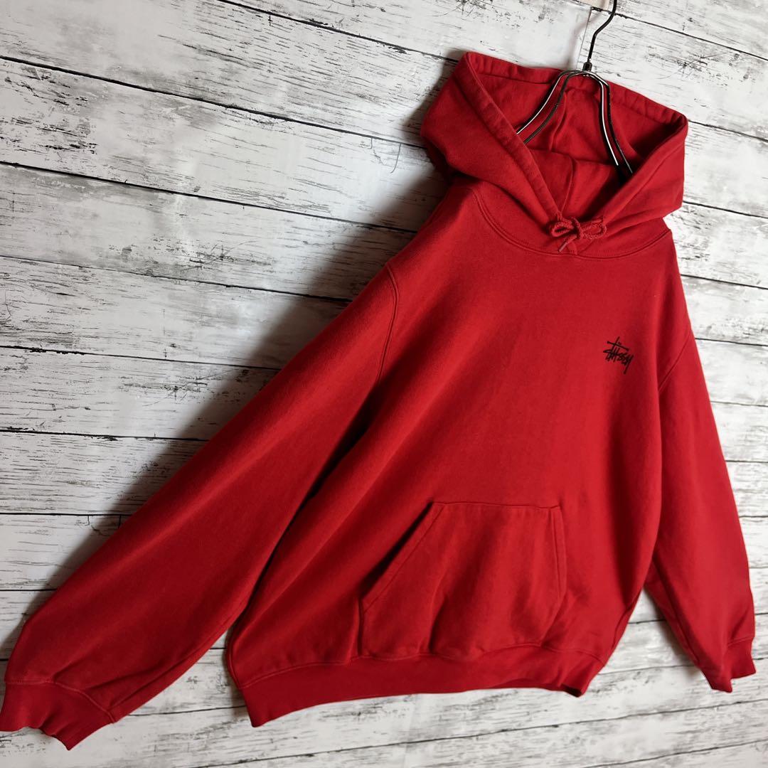 STUSSY◎ストックロゴ 赤黒 パーカー D341