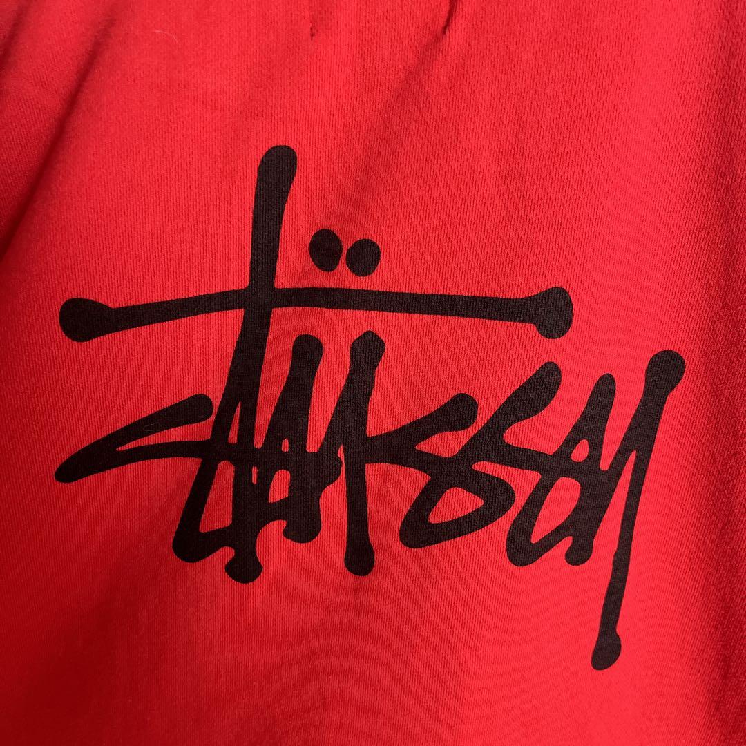 STUSSY◎ストックロゴ 赤黒 パーカー D341