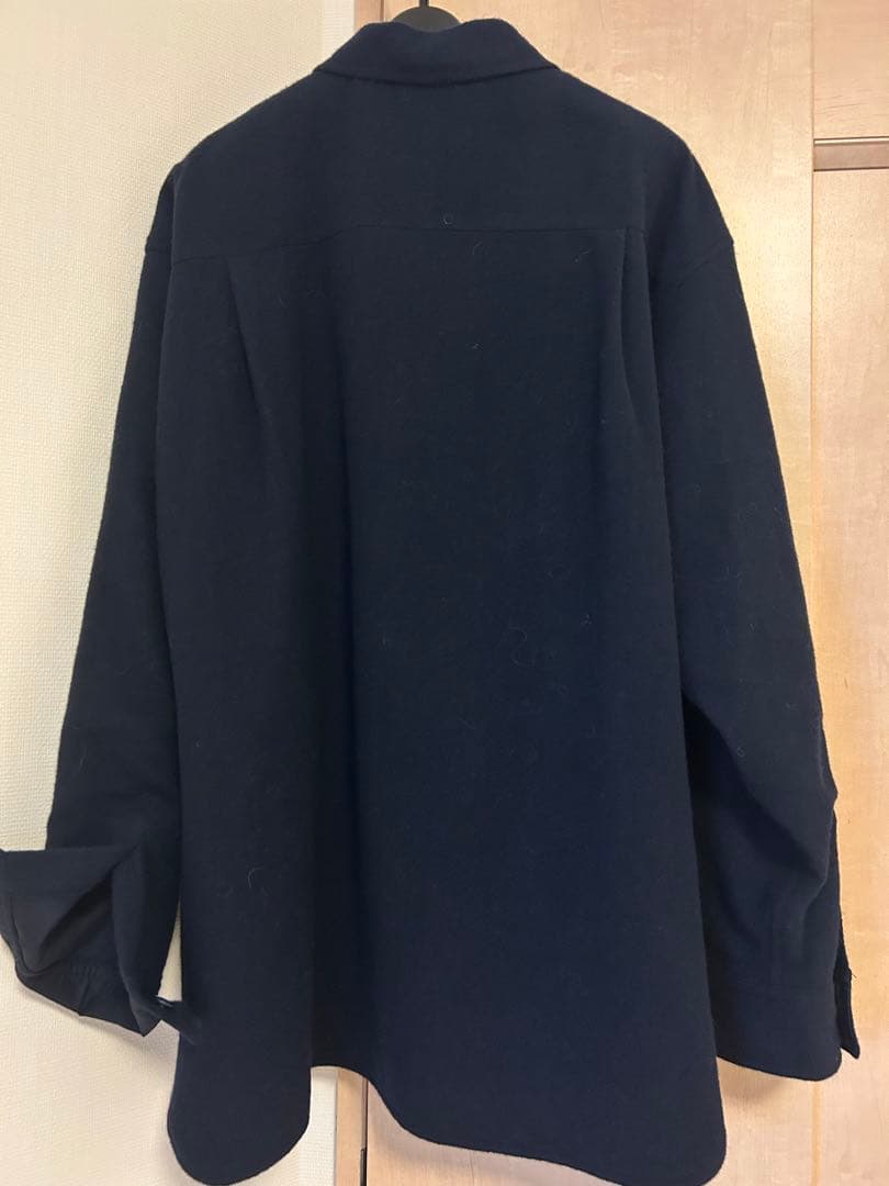今期新品　ETRE TOKYO ウールツイルオーバーサイズシャツ　ネイビー