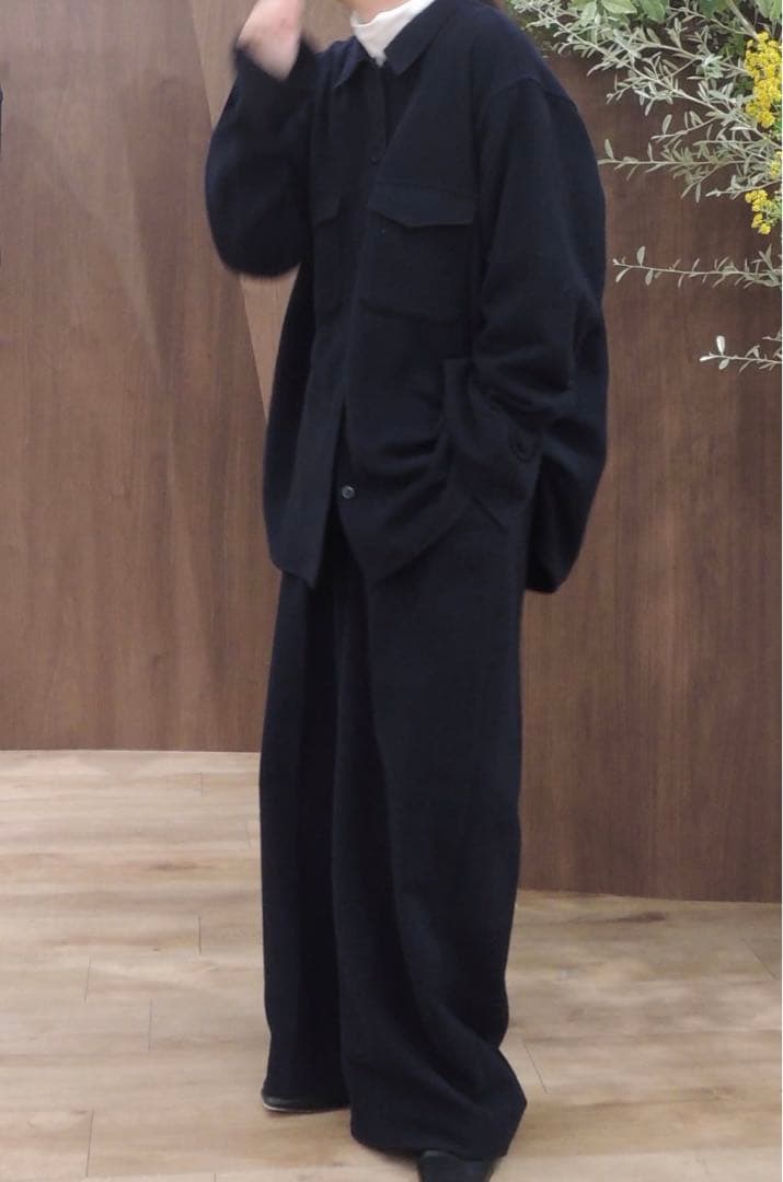 今期新品　ETRE TOKYO ウールツイルオーバーサイズシャツ　ネイビー