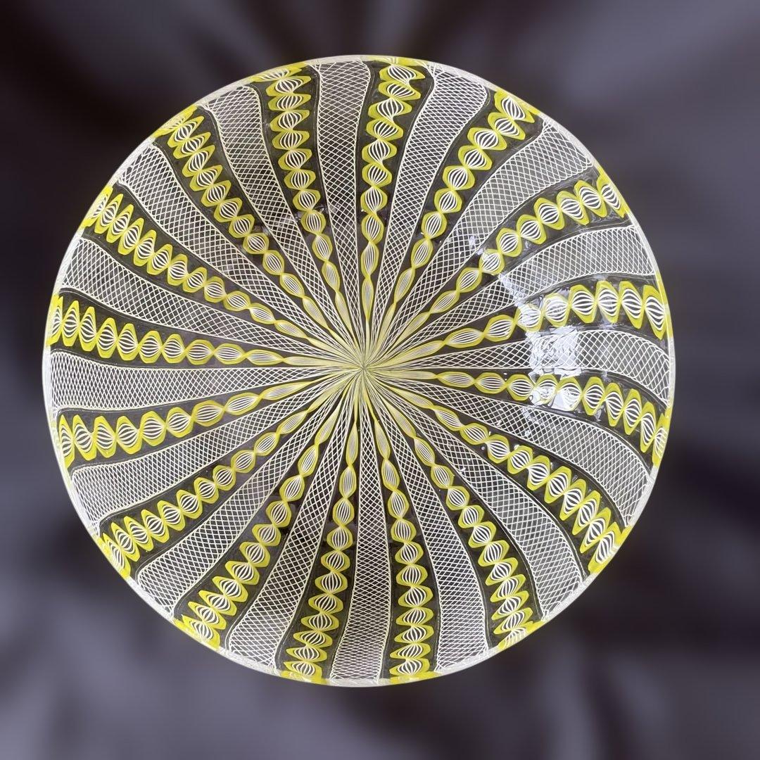 ヴェネチアングラス サラダボール ホワイト&イエロー