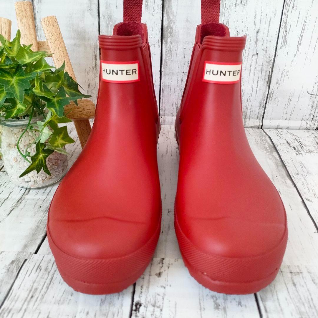 ほぼ未使用 ハンター HUNTER レインブーツ サイドゴア ショート丈 UK6