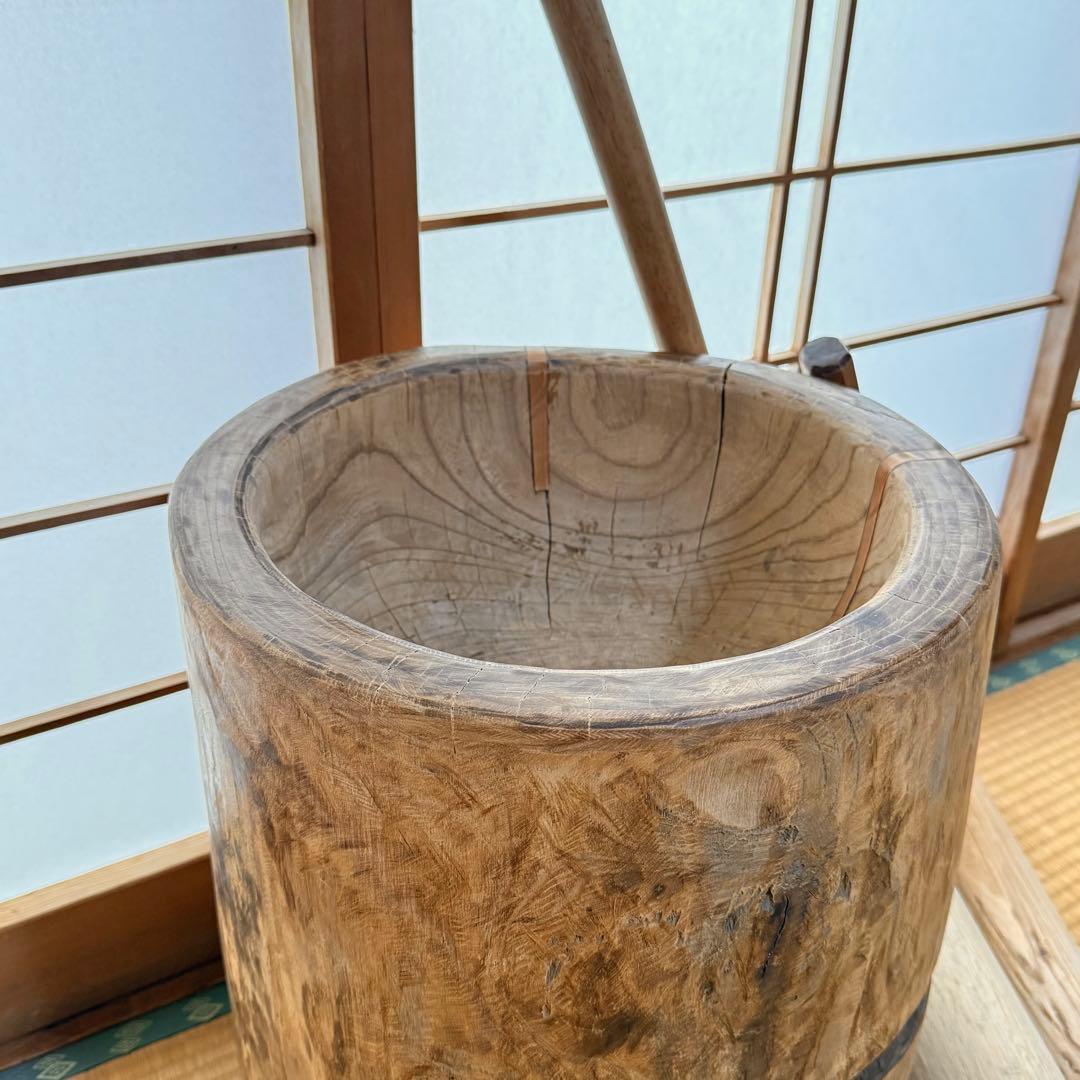 フルメンテ済み 子供用と大人用の杵２本 【送料無料】職人の工芸品 餅つき臼