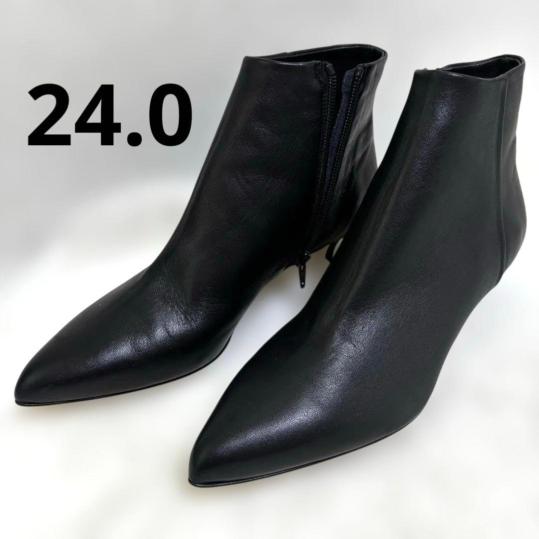 【美品】ファビオルスコーニ 24 ポインテッドトゥ ショートブーツ サイドジップ